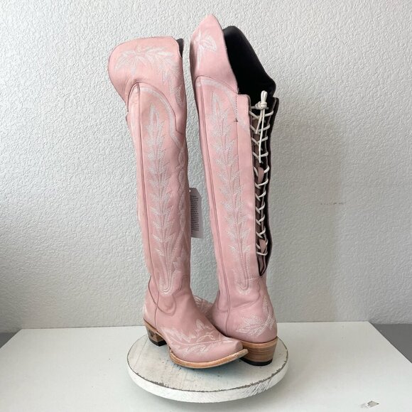 Lane LEXINGTON Over the Knee Womens Cowboy Boots 9 Blush Pink Western Cowgirl - Picture 1 of 12